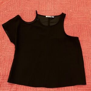 Elegant Black Asymmetrical Blouse